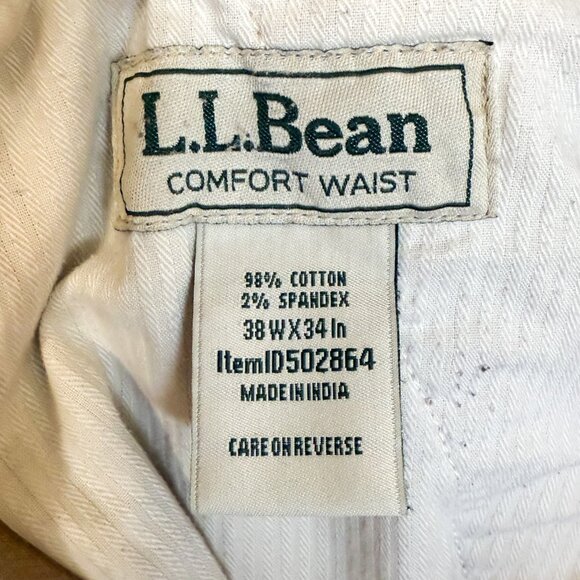 LL Bean Comfort Waist Corduroy Pants Men's 38x34 Beige Flat Front Stretch 502864 - Picture 4 of 6